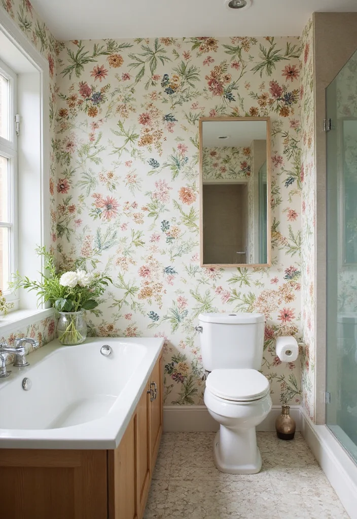 12 Bathroom Tiling Ideas for Clean Modern Patterned Designs 7. Botanical Prints