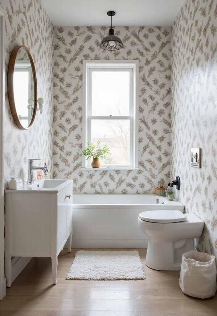 12 Bathroom Wallpaper Ideas for Pattern Texture and Personality 11. Customizable Removables