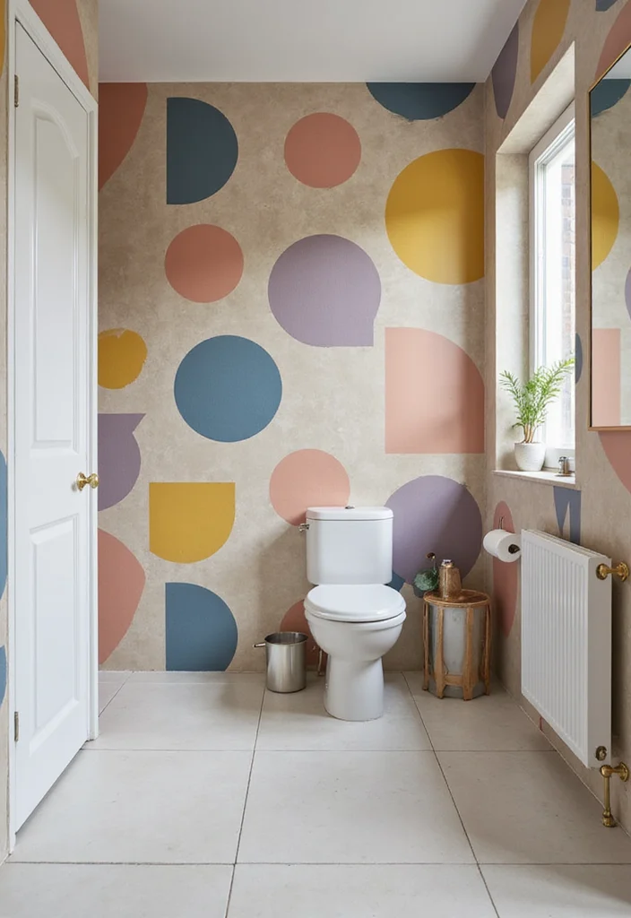 12 Bathroom Wallpaper Ideas for Pattern Texture and Personality 2. Geometric Elegance
