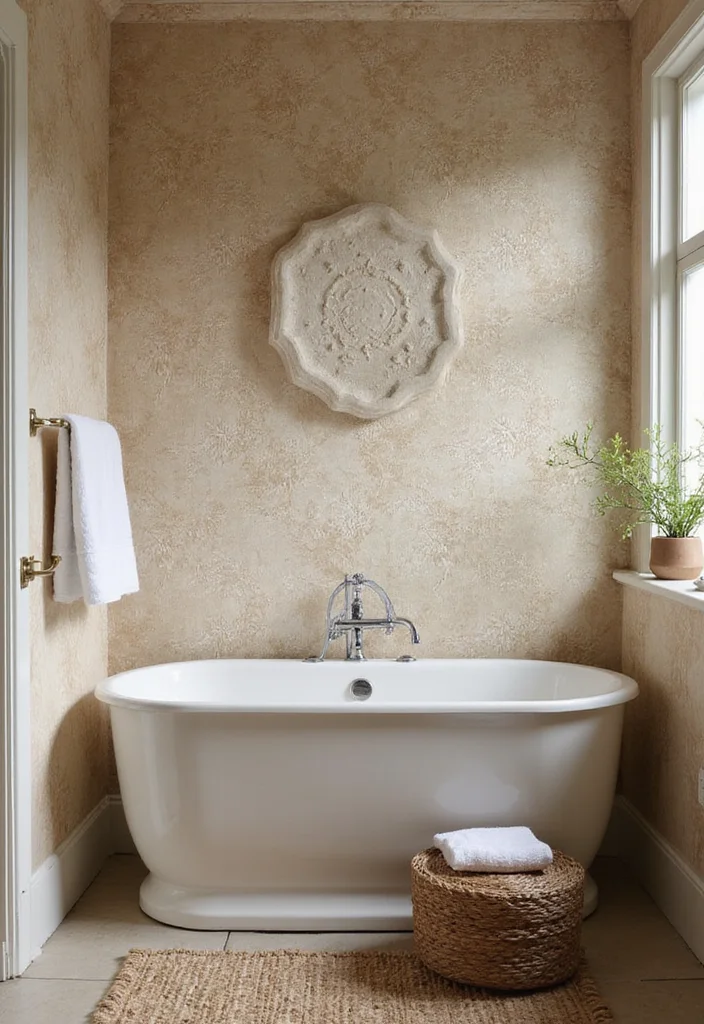 12 Bathroom Wallpaper Ideas for Pattern Texture and Personality 3. Textured Wonders