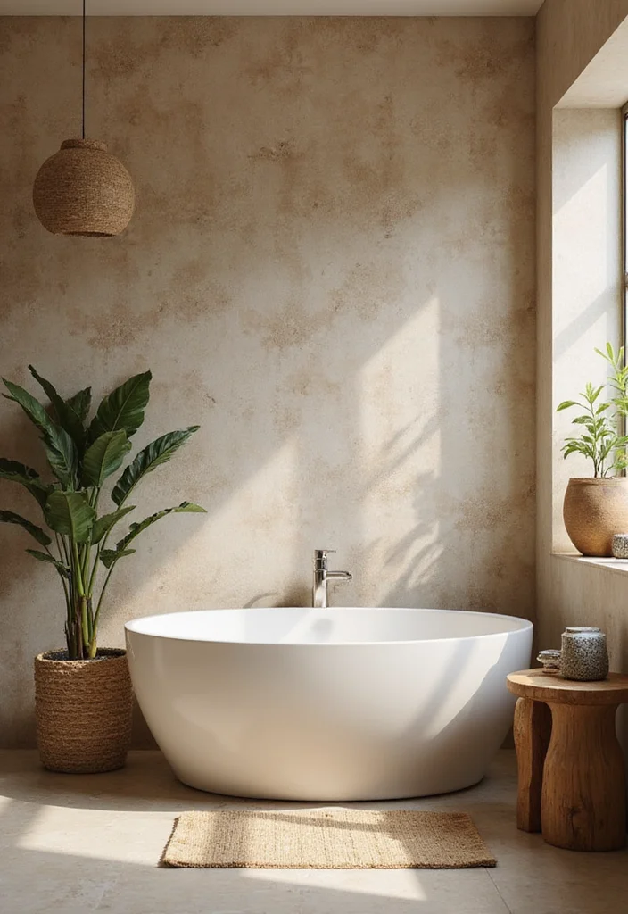 12 Bathroom Wallpaper Ideas for Pattern Texture and Personality 9. Earthy Textures