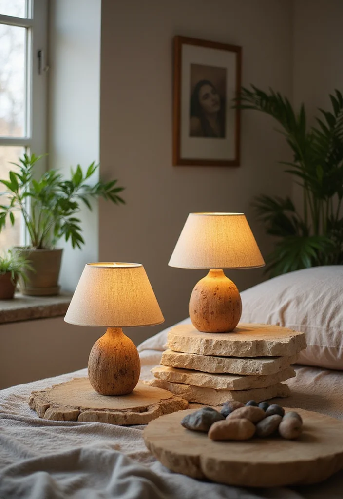 12 Bedroom Lamp Ideas for Soft Cozy Nighttime Glow 12. Nature Inspired Lamps