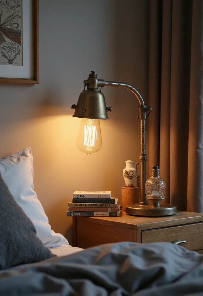 12 Bedroom Lamp Ideas for Soft Cozy Nighttime Glow 8. Industrial Style Desk Lamps