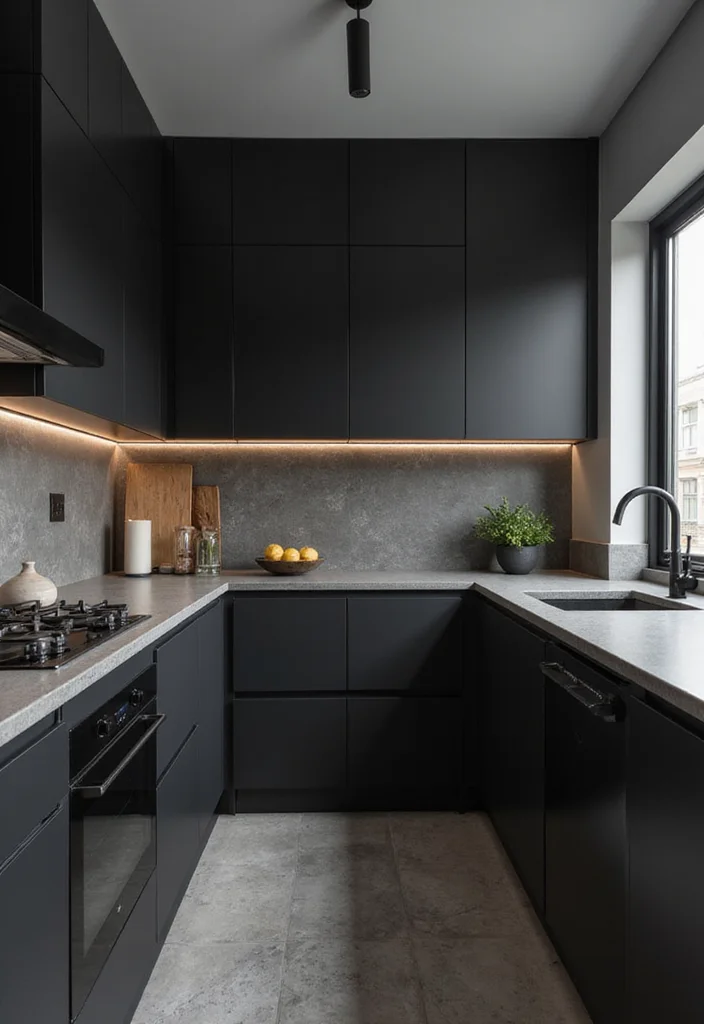 12 Black Kitchen Cabinets Ideas for Bold Sophisticated Contrast 7. Monochromatic Magic