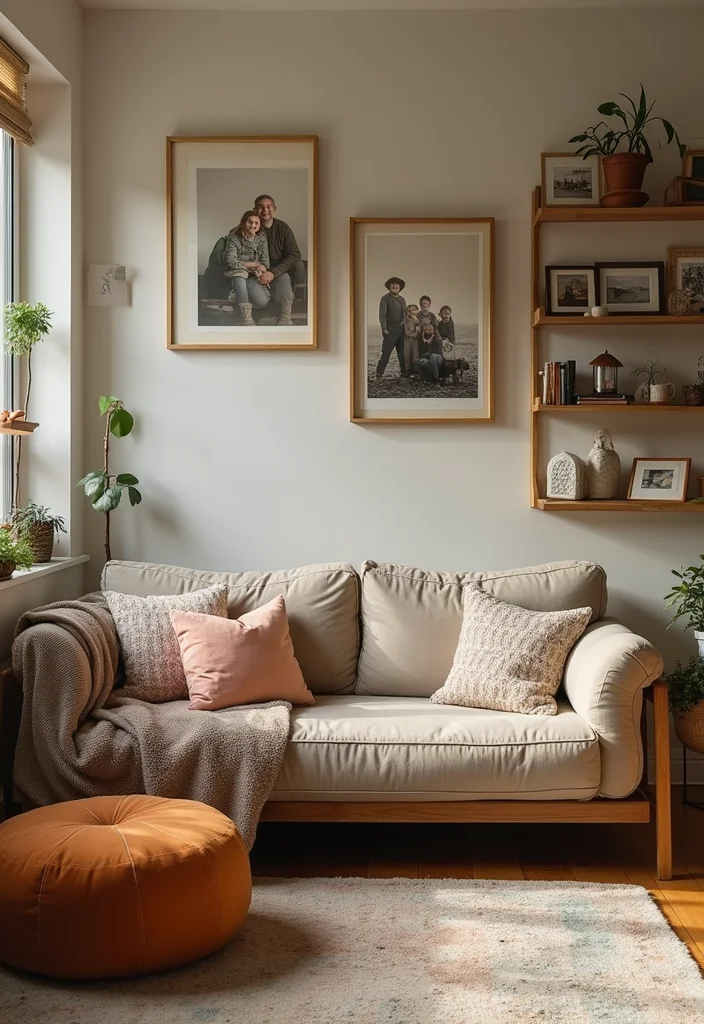 12 Carpeted Living Room Ideas for Soft Warm Comfortable Style 11. Personalized Touches and Memorabilia