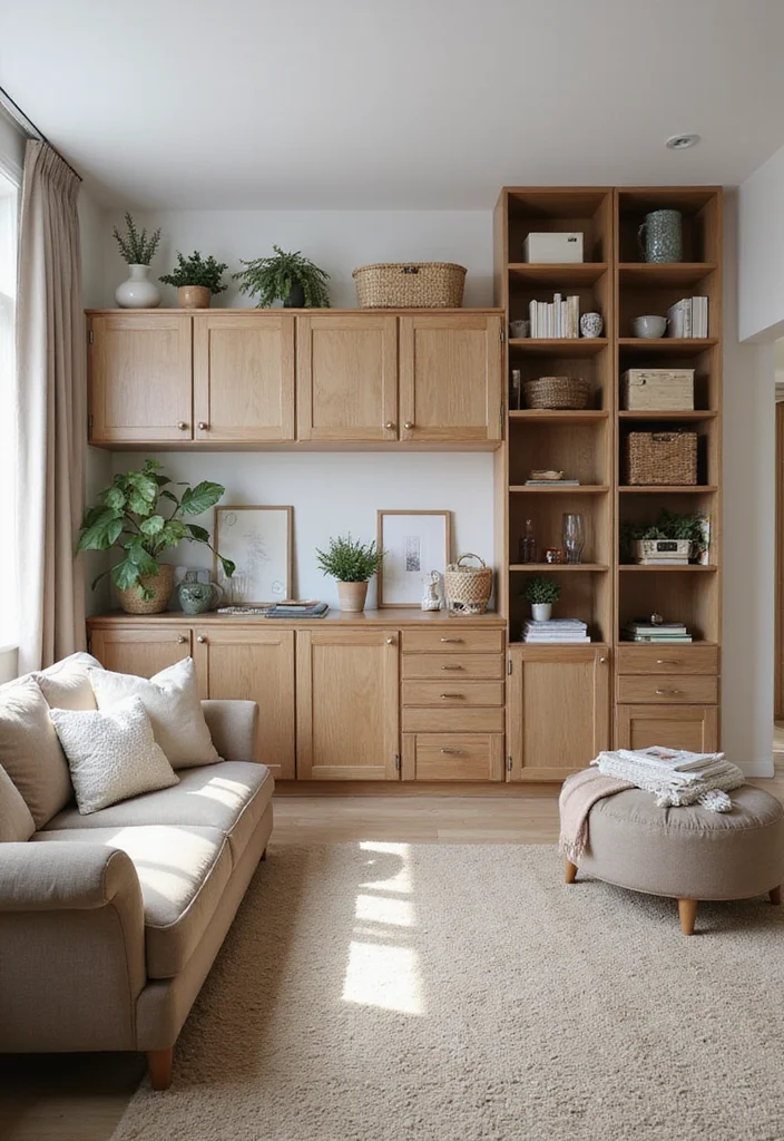 12 Carpeted Living Room Ideas for Soft Warm Comfortable Style 12. Smart Storage Solutions