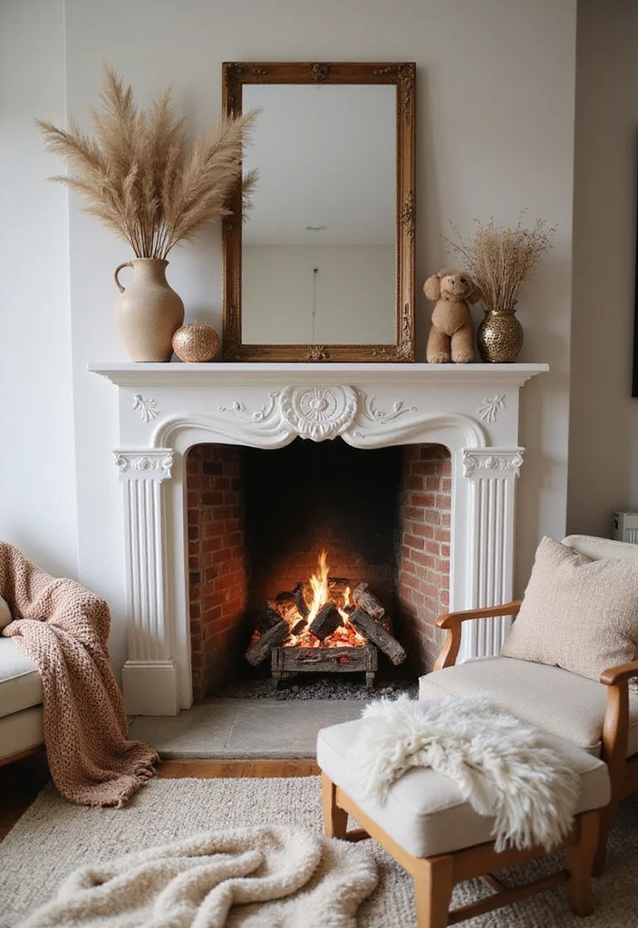 12 Corner Ideas for Living Room for Practical Cozy Use 10. Cozy Fireplace Nook