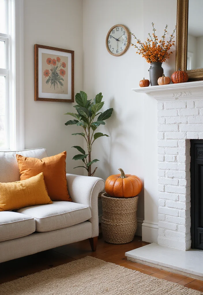 12 Corner Ideas for Living Room for Practical Cozy Use 12. Seasonal Decor Corner
