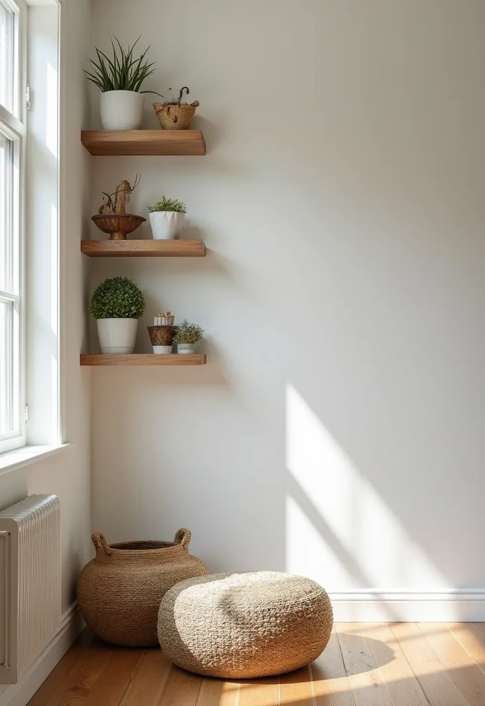 12 Corner Ideas for Living Room for Practical Cozy Use 2. Functional Storage Solutions