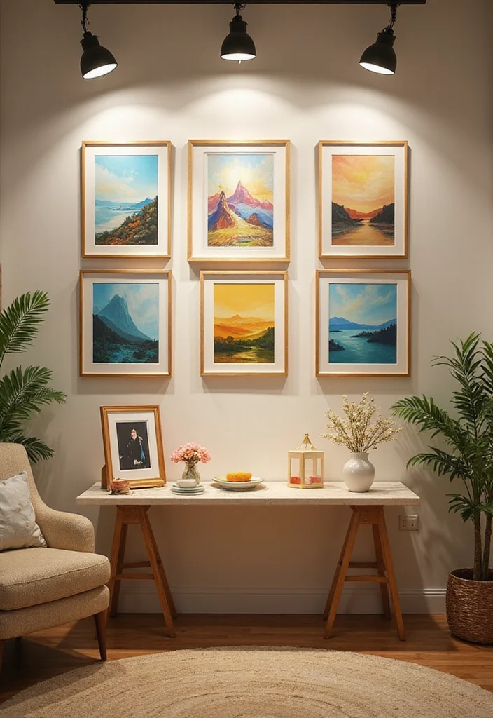 12 Corner Ideas for Living Room for Practical Cozy Use 6. Art Corner Gallery