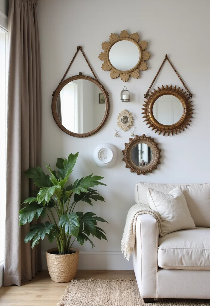 12 Corner Ideas for Living Room for Practical Cozy Use 9. Stylish Reflection Corner