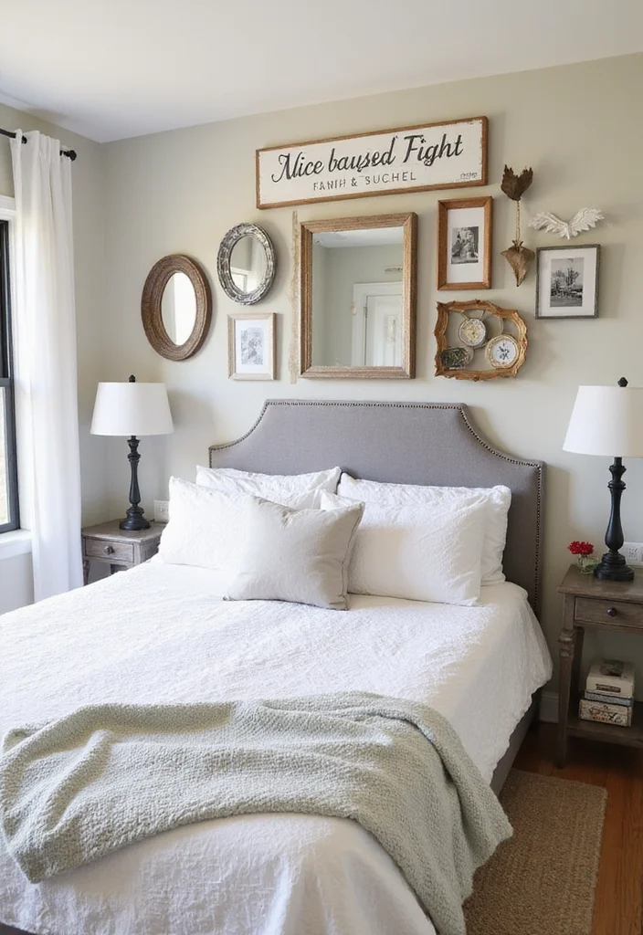 12 Country Bedroom Ideas for Warm Traditional Rustic Comfort 10. Farmhouse Inspired Wall Decor