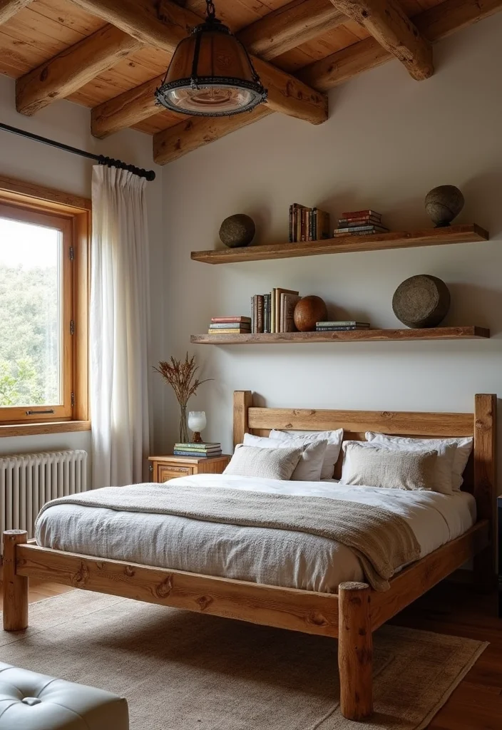 12 Country Bedroom Ideas for Warm Traditional Rustic Comfort 3. Rustic Wood Accents