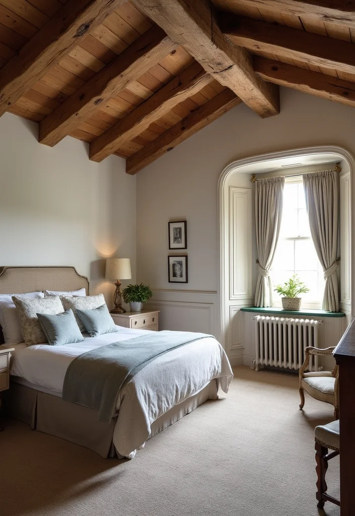 12 Country Bedroom Ideas for Warm Traditional Rustic Comfort 7. Exposed Beams and Architectural Details