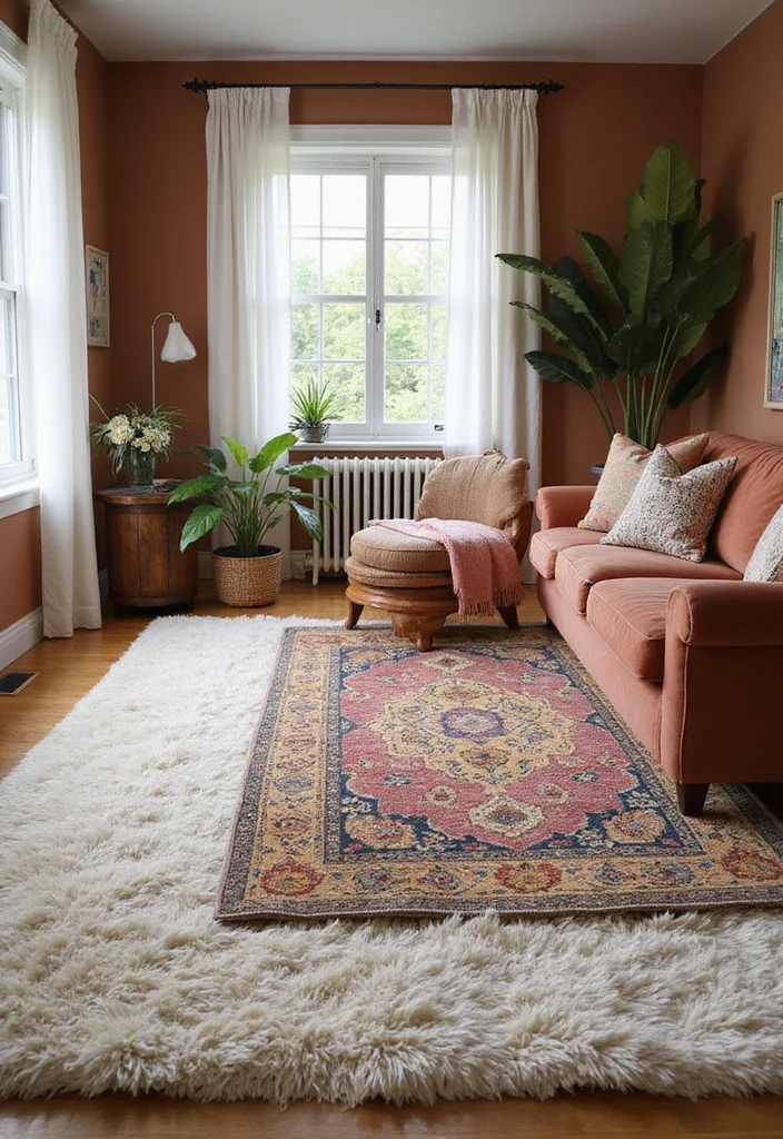 12 Fall Decor Ideas for Living Room for Warm Seasonal Charm 7. Cozy Rugs to Anchor Your Space