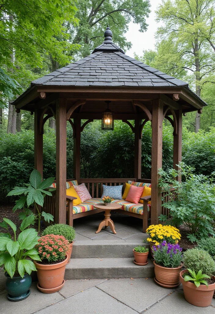 12 Gazebo Backyard Ideas for Relaxed Shaded Outdoor Living 1. Cozy Corner Gazebo