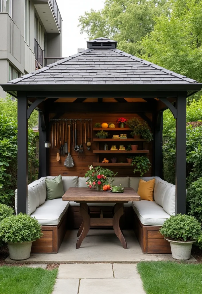 12 Gazebo Backyard Ideas for Relaxed Shaded Outdoor Living 2. Multi Functional Gazebo