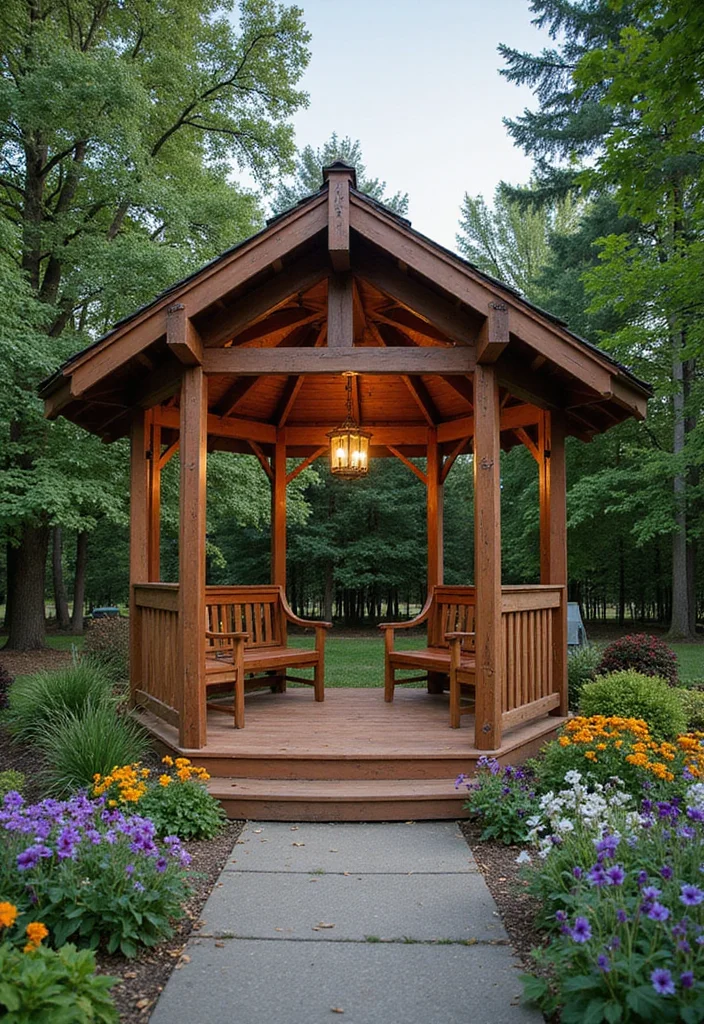 12 Gazebo Backyard Ideas for Relaxed Shaded Outdoor Living 3. Traditional Wooden Gazebo