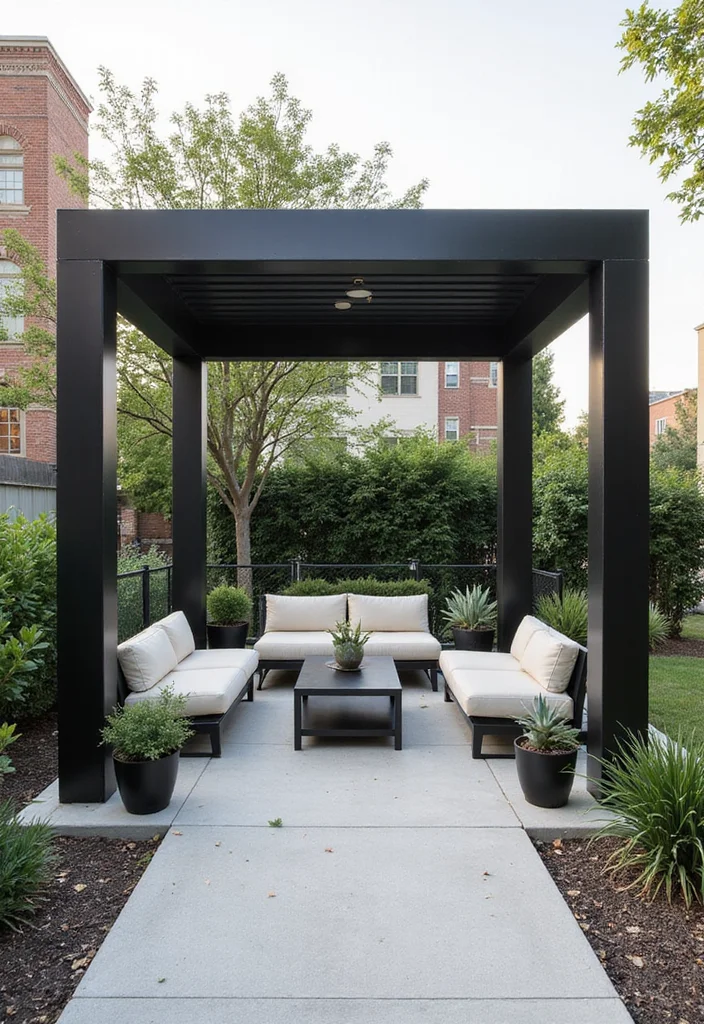 12 Gazebo Backyard Ideas for Relaxed Shaded Outdoor Living 4. Minimalist Modern Gazebo