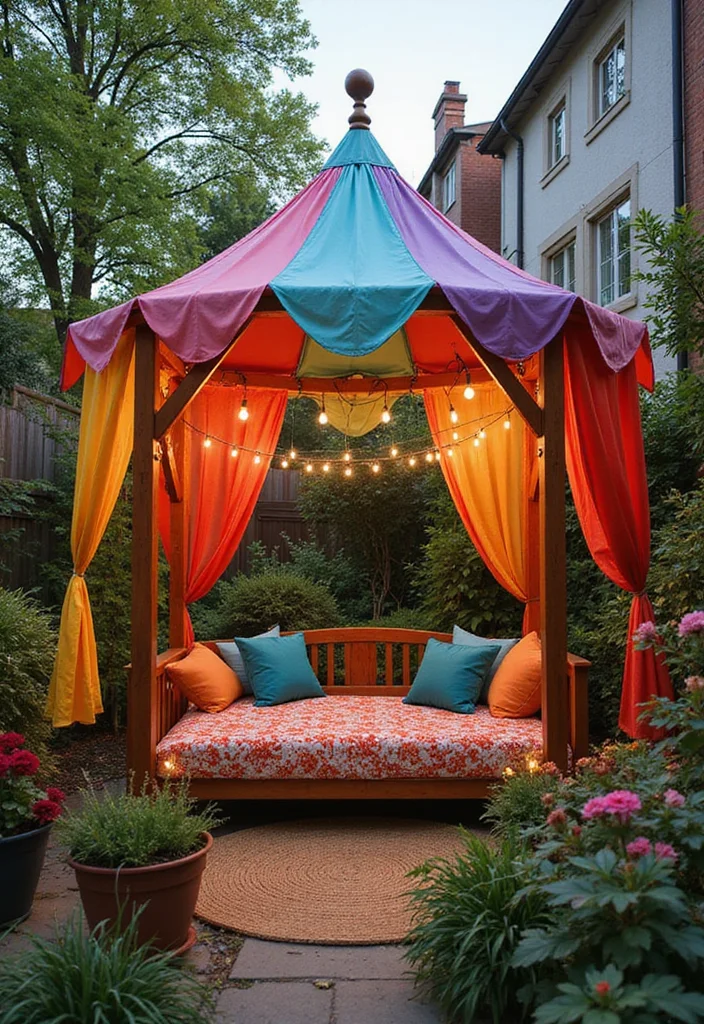 12 Gazebo Backyard Ideas for Relaxed Shaded Outdoor Living 9. Creative Canopy Gazebo