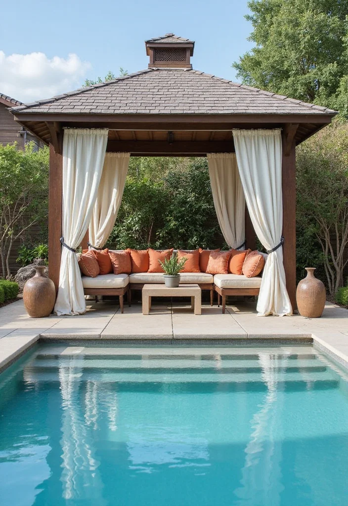 12 Inground Pool Backyard Ideas for Relaxing Resort Inspired Style 11. Luxurious Pool Cabana