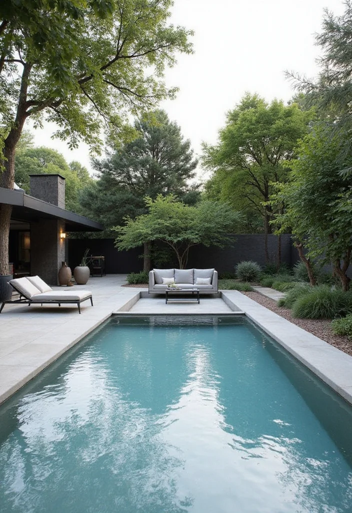 12 Inground Pool Backyard Ideas for Relaxing Resort Inspired Style 2. Modern Minimalist Retreat