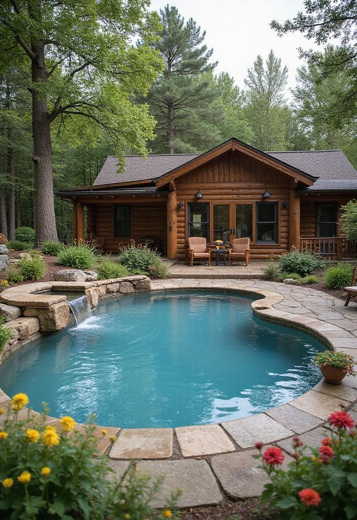 12 Inground Pool Backyard Ideas for Relaxing Resort Inspired Style 3. Rustic Charm with Natural Stone