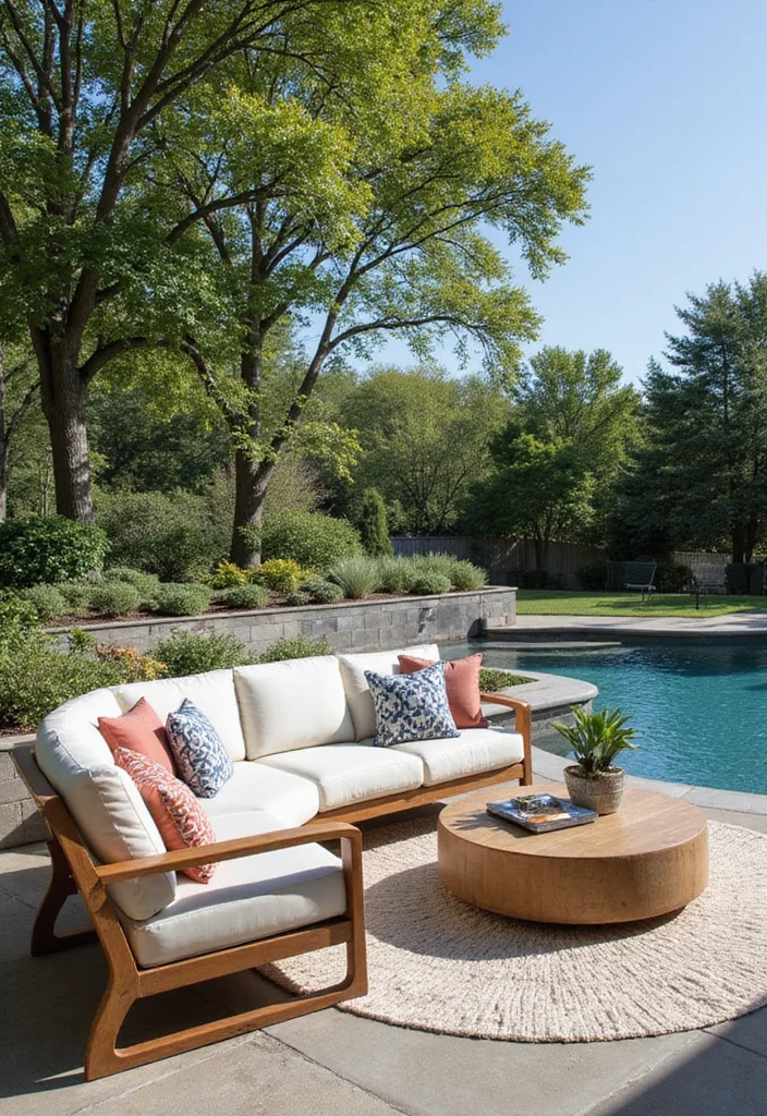 12 Inground Pool Backyard Ideas for Relaxing Resort Inspired Style 6. Chic Lounge Area by the Pool