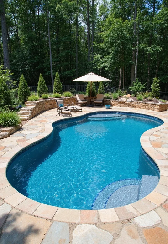 12 Inground Pool Backyard Ideas for Relaxing Resort Inspired Style 8. Artistic Pool Shapes