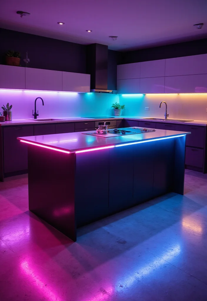 12 Island Kitchen Lighting Ideas for Bright Functional Ambience 34 12 Island Kitchen Lighting Ideas for Bright Functional Ambience 4. Energy Efficient LED Strips