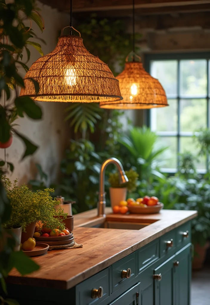 12 Island Kitchen Lighting Ideas for Bright Functional Ambience 56 12 Island Kitchen Lighting Ideas for Bright Functional Ambience 6. Biophilic Design with Natural Materials