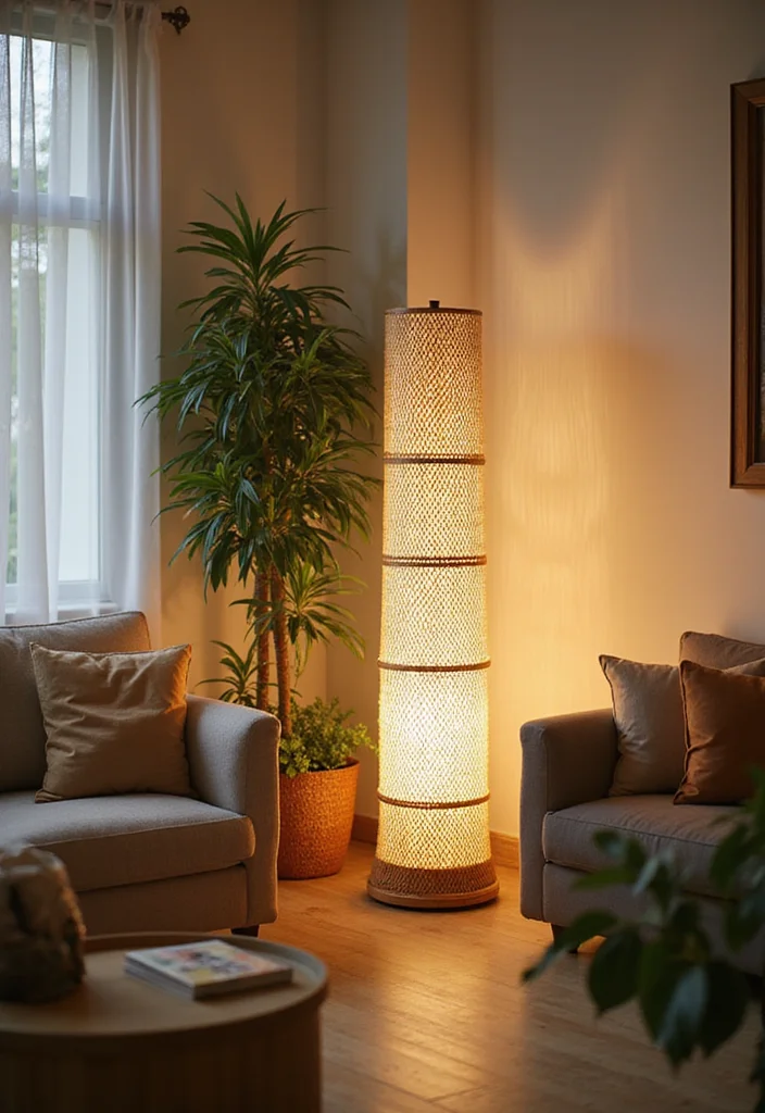 12 Lamp Ideas for Living Room for Bright Soft Ambient Light 12 12 Lamp Ideas for Living Room for Bright Soft Ambient Light 2. Bamboo Floor Lamp