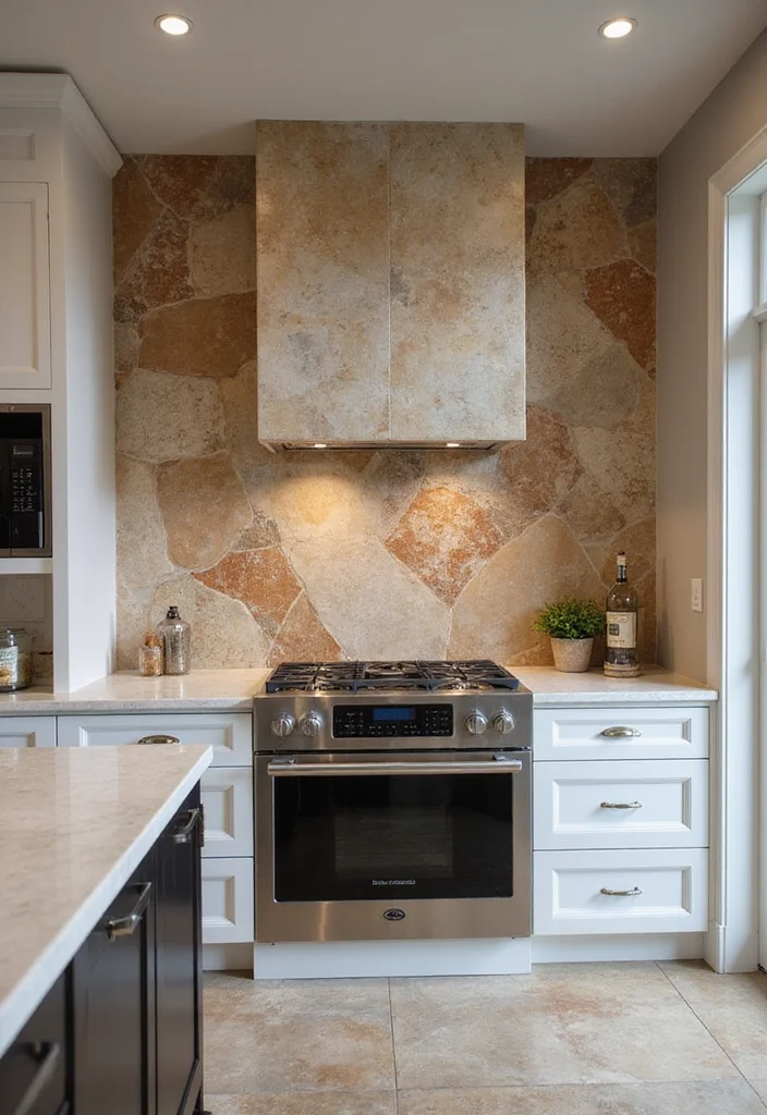 12 Modern Kitchen Backsplash Ideas for Sleek Bright Updated Style 11. Stone Slab Backsplash