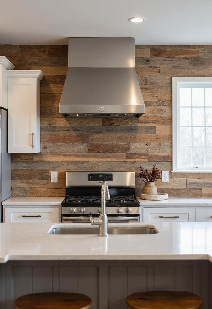 12 Modern Kitchen Backsplash Ideas for Sleek Bright Updated Style 4. Reclaimed Wood