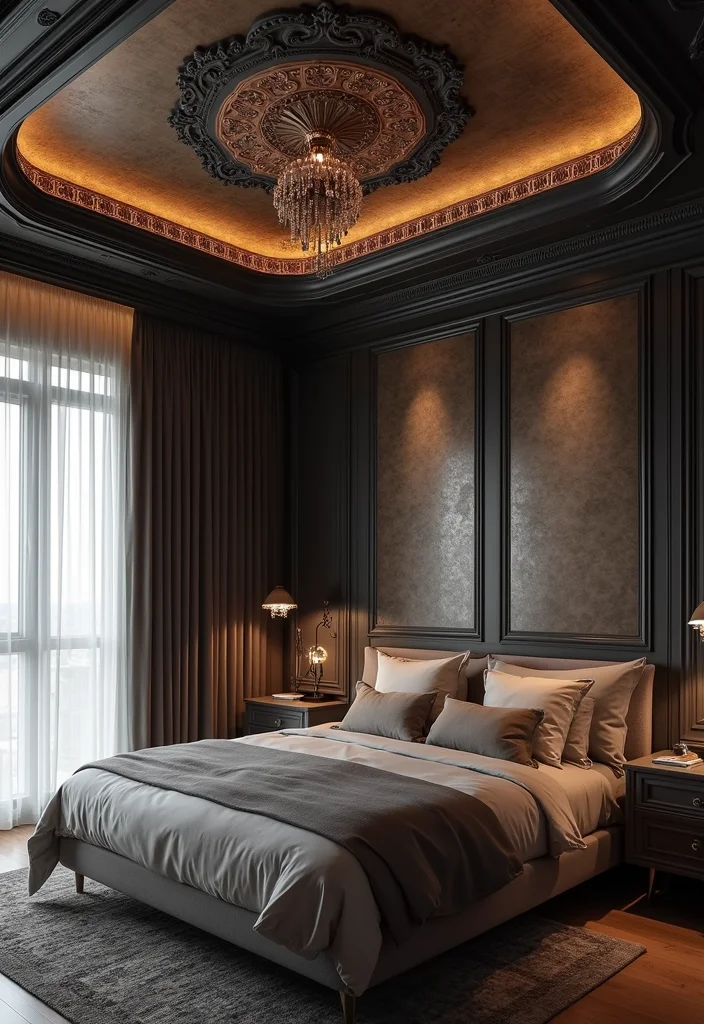12 Moody Bedroom Ideas for Dark Cozy Relaxed Depth 12. Play with Ceiling Treatments