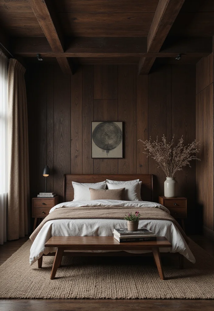 12 Moody Bedroom Ideas for Dark Cozy Relaxed Depth 5. Add Dark Wood Accents