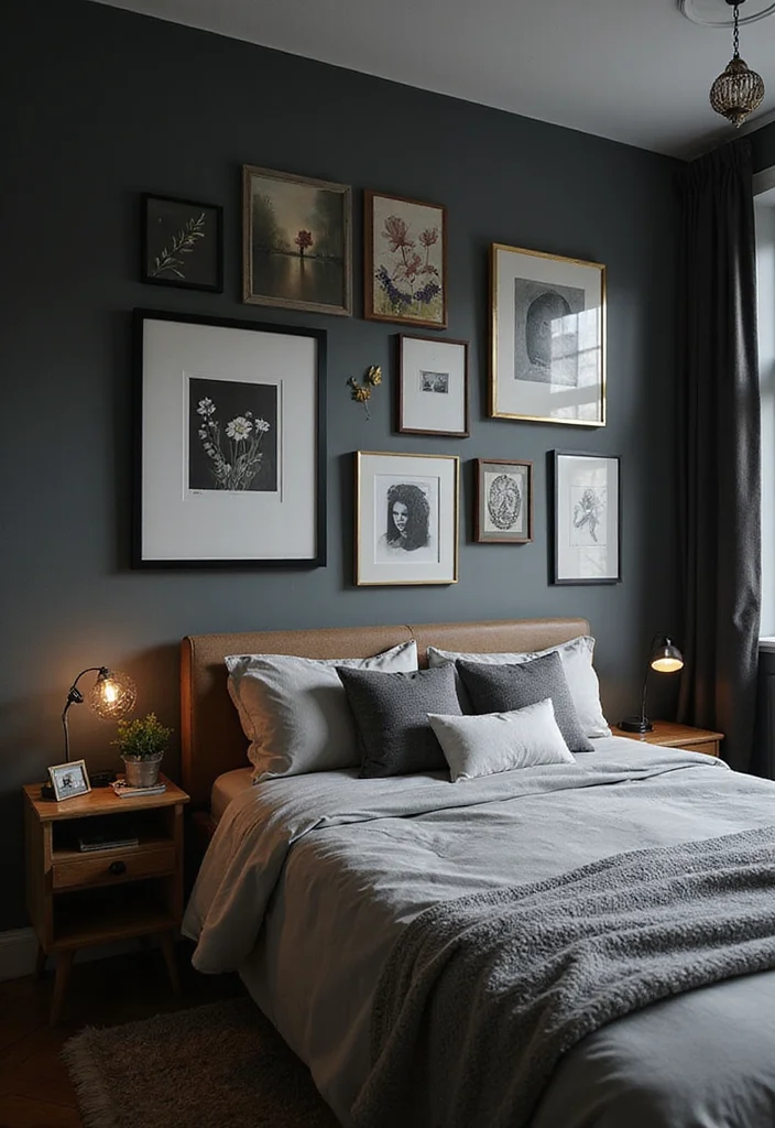 12 Moody Bedroom Ideas for Dark Cozy Relaxed Depth 7. Use Art to Reflect Your Style