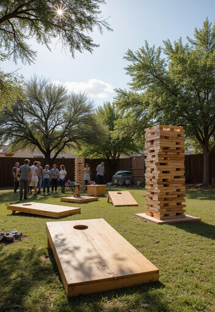12 Texas Backyard Ideas for Warm Rustic Outdoor Living 9. Playful Outdoor Games