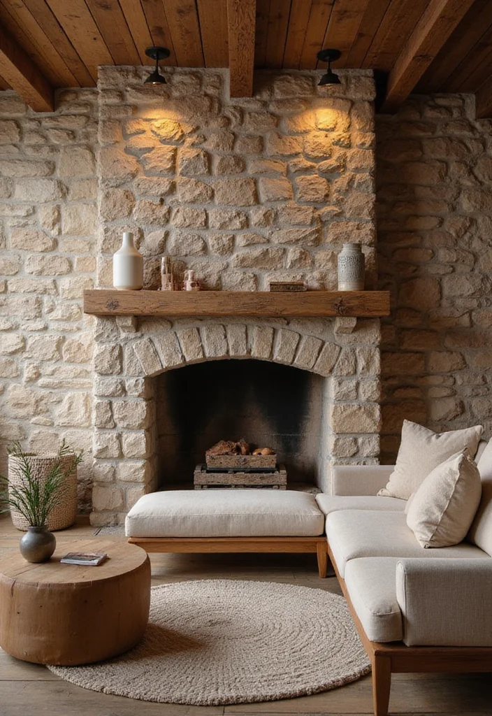 12 Wall Ideas for Living Room for Texture Color and Impact 10. Stone or Brick Feature Wall