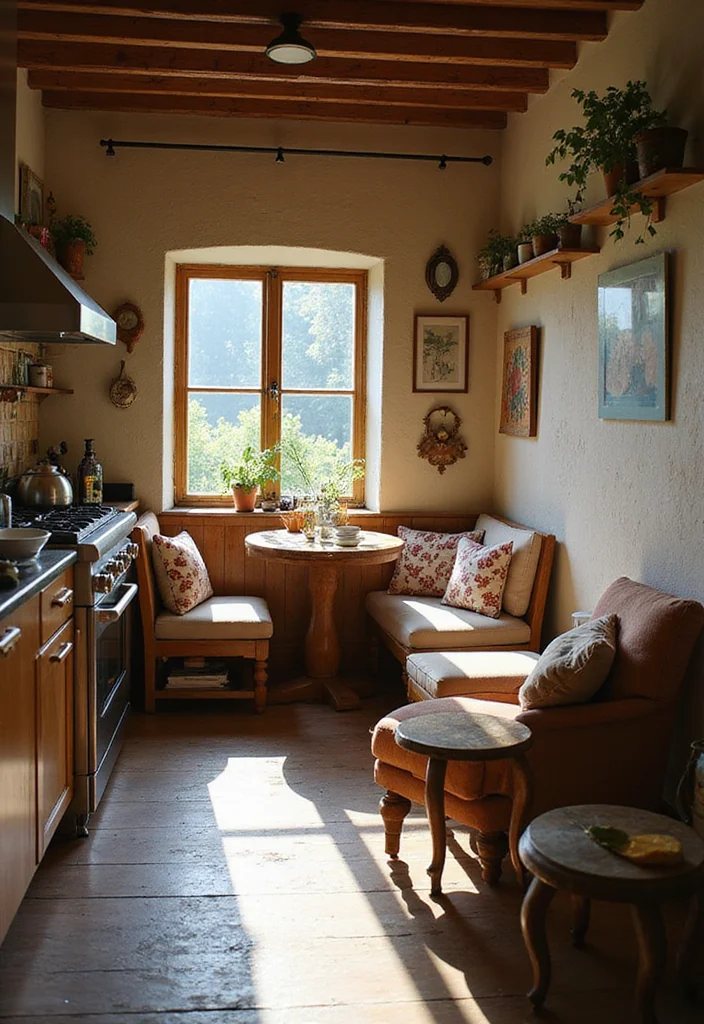 14 Kitchen Ideas Rustic for Warm Natural Comfortable Charm 11. Cozy Breakfast Nook