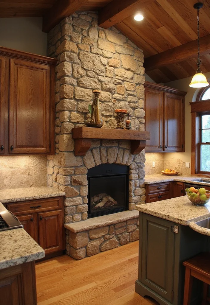 14 Kitchen Ideas Rustic for Warm Natural Comfortable Charm 12. Stone Accents