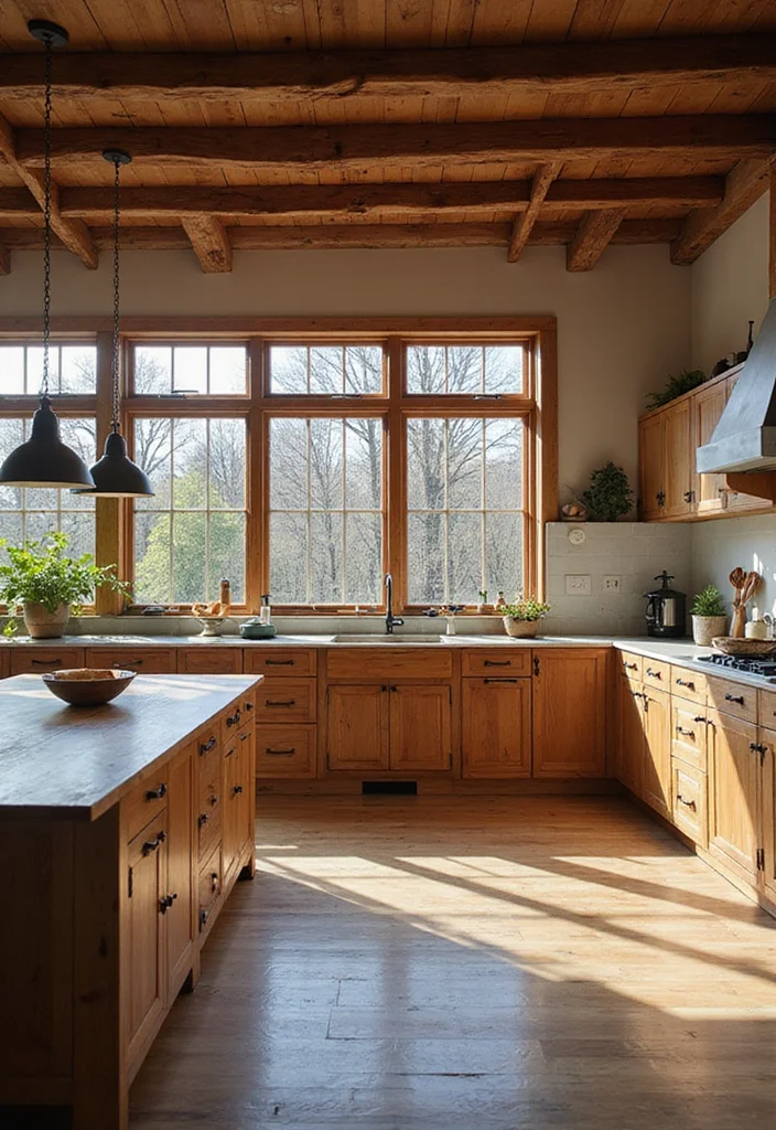 14 Kitchen Ideas Rustic for Warm Natural Comfortable Charm 5. Open Concept Layout