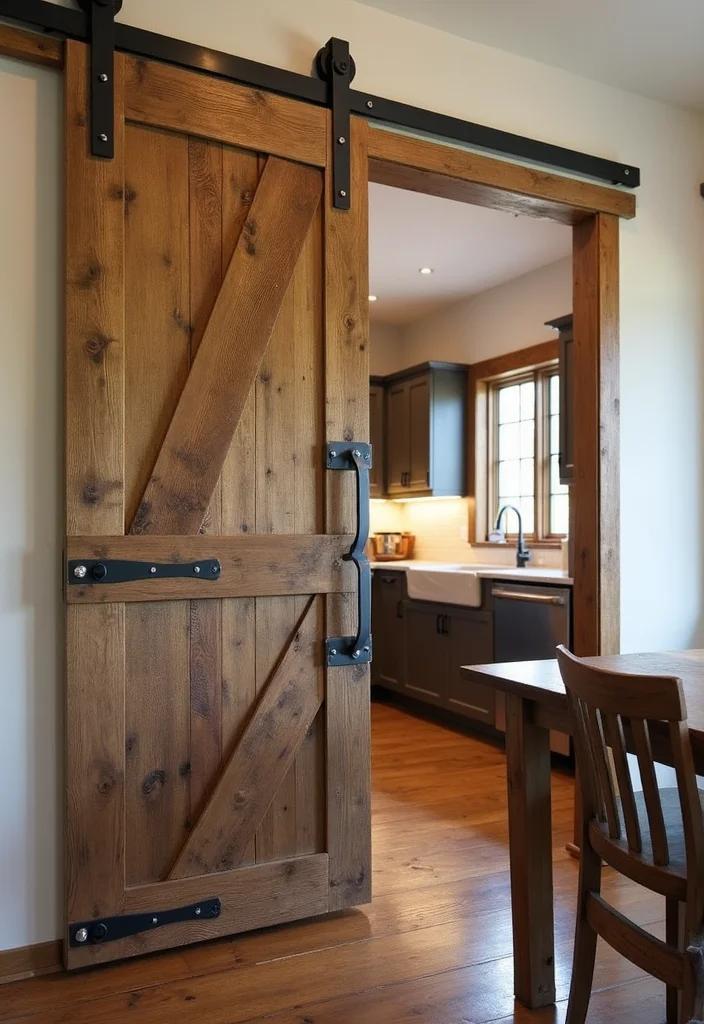 14 Kitchen Ideas Rustic for Warm Natural Comfortable Charm 7. Barn Doors