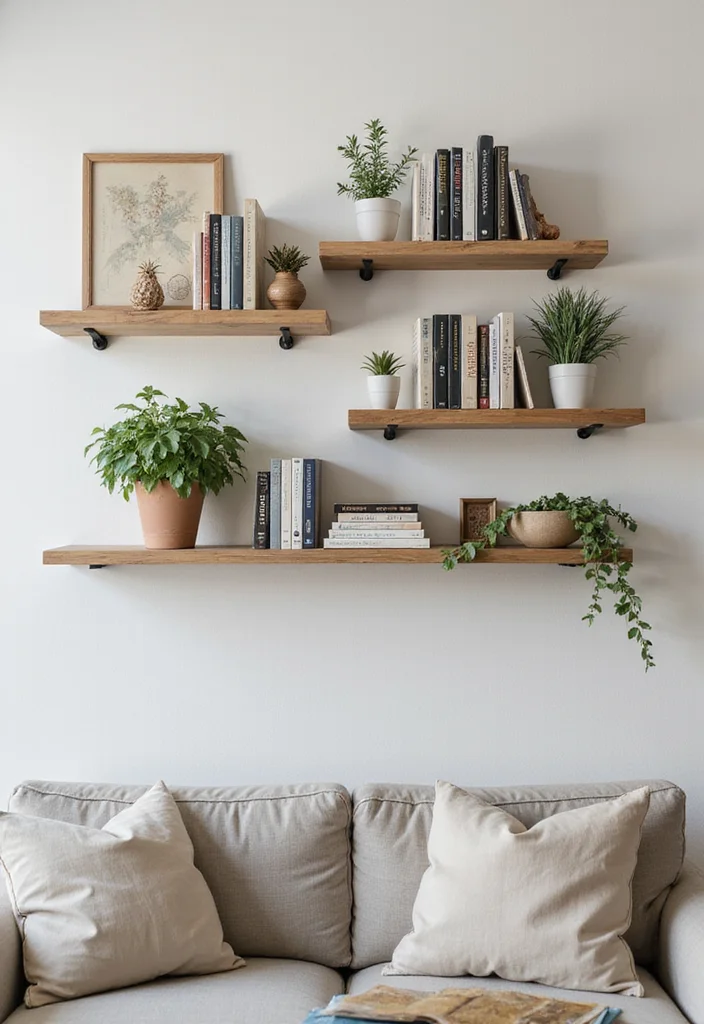 14 Living Room Shelving Ideas for Clean Practical Stylish Storage 1 14 Living Room Shelving Ideas for Clean Practical Stylish Storage 1. Floating Shelves for Minimalist Charm