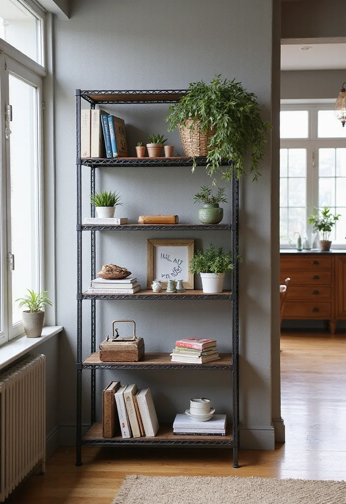 14 Living Room Shelving Ideas for Clean Practical Stylish Storage 100 14 Living Room Shelving Ideas for Clean Practical Stylish Storage 10. Wire Shelving for an Industrial Edge