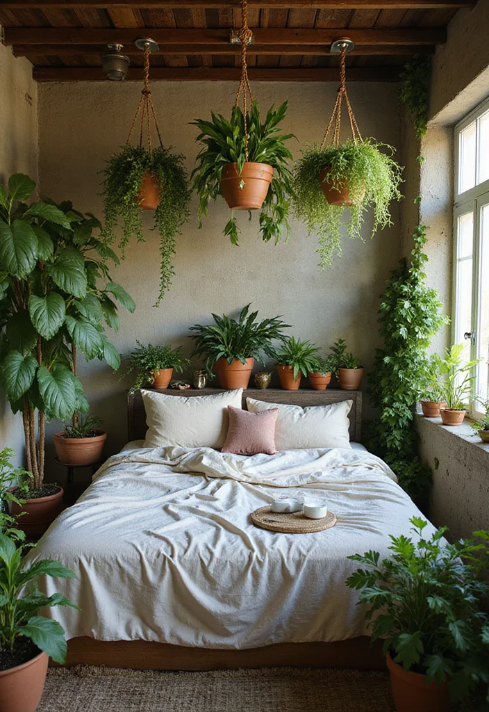 14 Rustic Bedroom Ideas for Cozy Natural Textured Charm 100 14 Rustic Bedroom Ideas for Cozy Natural Textured Charm 10. Greenery as Decor