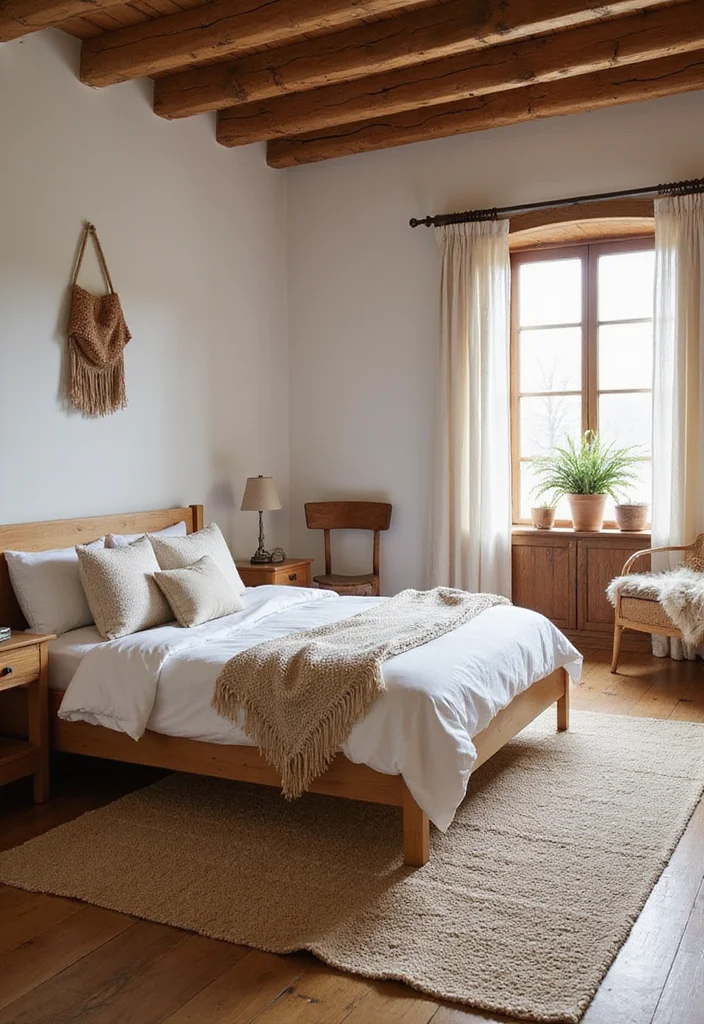 14 Rustic Bedroom Ideas for Cozy Natural Textured Charm 23 14 Rustic Bedroom Ideas for Cozy Natural Textured Charm 3. Natural Fiber Rugs